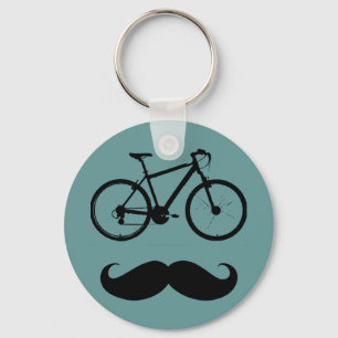 black bike moustache key ring