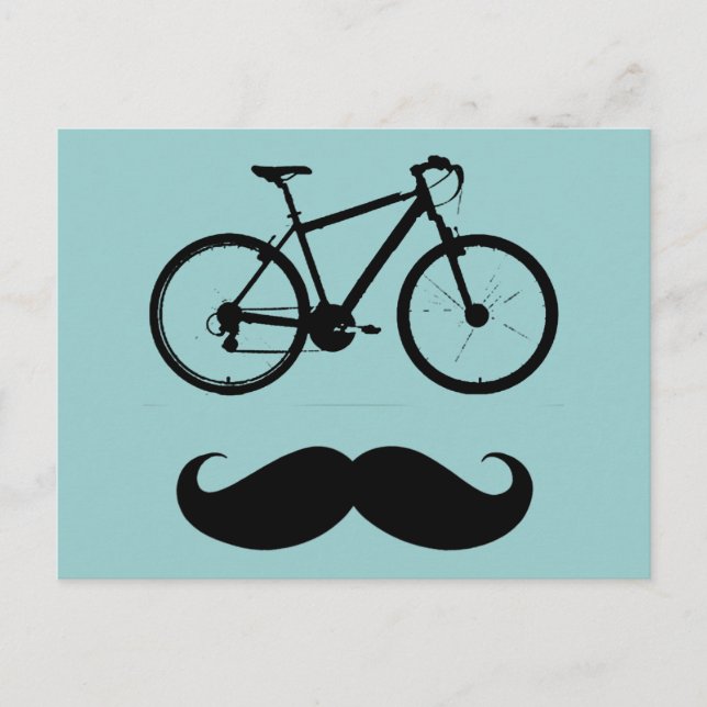 black bike moustache postcard (Front)
