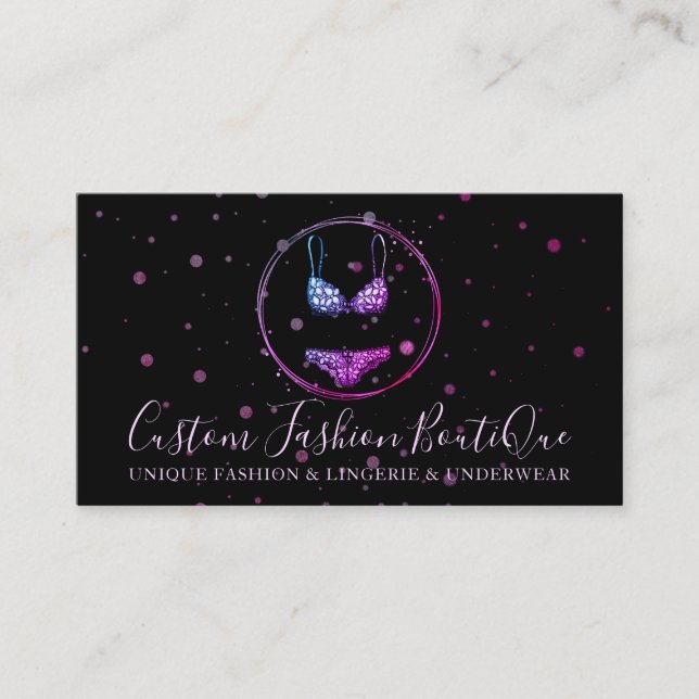 Black Bikini Swimwear Lingerie Underwear Bra Pants Business Card (Front)