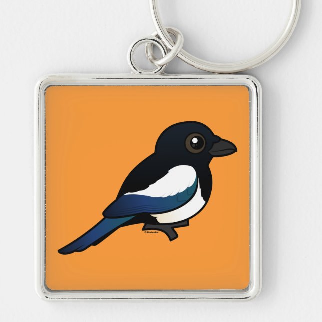 Black-billed Magpie Key Ring (Front)