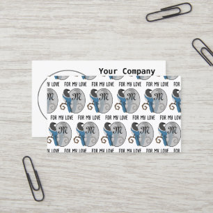 Black Billed Magpie Monogram Business Card