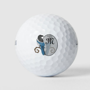 Black Billed Magpie Monogram Golf Balls