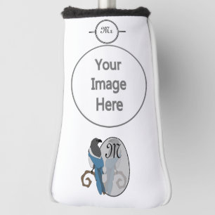 Black Billed Magpie Monogram Golf Head Cover