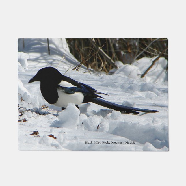 Black Billed Rocky Mountain Magpie door mat (Front)