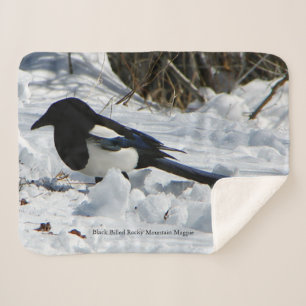 Black Billed Rocky Mountain Magpie sherpa blanket