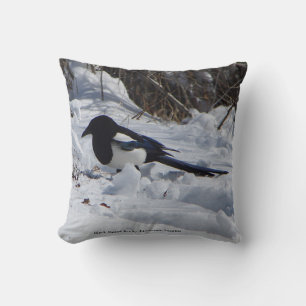 Black Billed Rocky Mountain Magpie square pillow