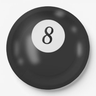 Black Billiard Eight Ball Birthday Party Paper Plate