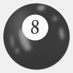 Black Billiard Eight Ball Classic Round Sticker