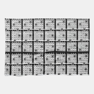 Black Bingo Cards Tea Towel