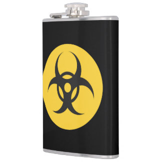 Black Biohazard Labelled oz Vinyl Wrapped Flask
