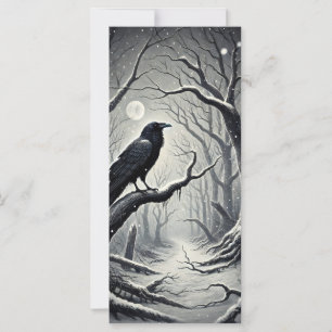 Black Bird Crow Dark Winter Night Christmas Card