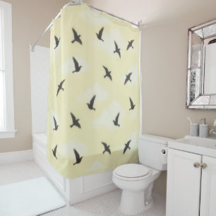Black Bird Fly Shower Curtain