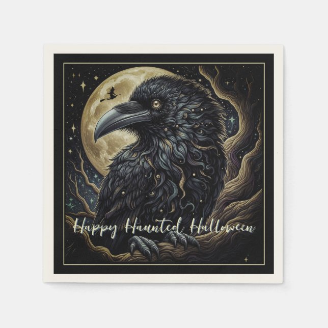 Black Bird Halloween Napkin (Front)