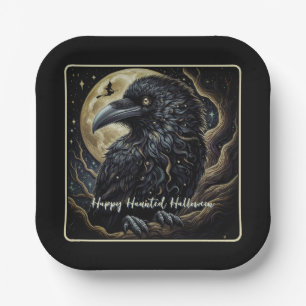 Black Bird Halloween Paper Plate