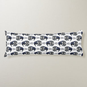 Black Bird On a Skull Goth Pattern Design Body Cushion