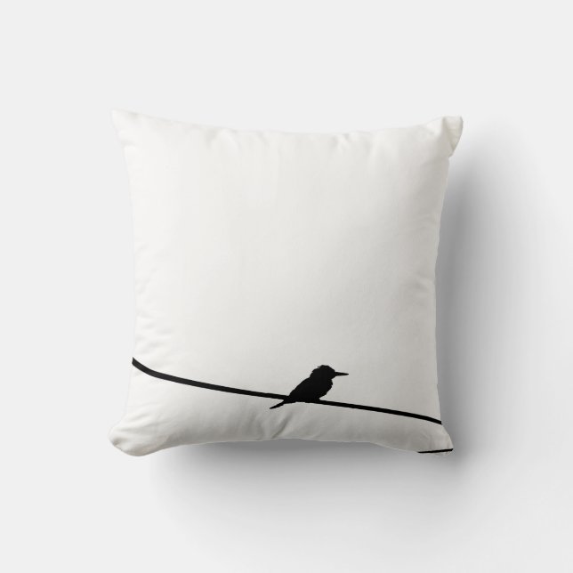 Black bird on a wire cushion (Front)