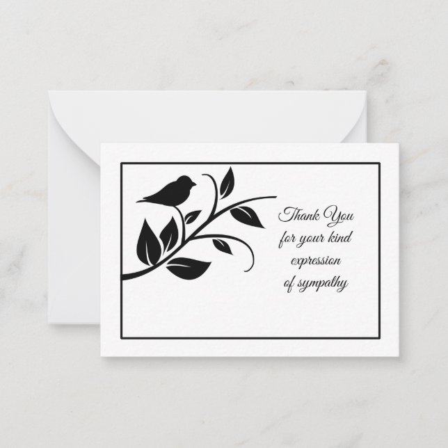 Black Bird On Branch After Funeral Thank You Cards (Front)