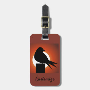 Black Bird Silhouette Sun Thunder_Cove Luggage Tag