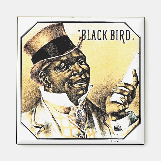 Black Bird Vintage Cigar Box Art Magnet (Front)