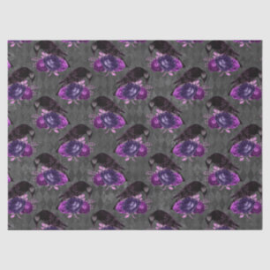 Black Birds and Purple Roses Decoupage Tissue Paper