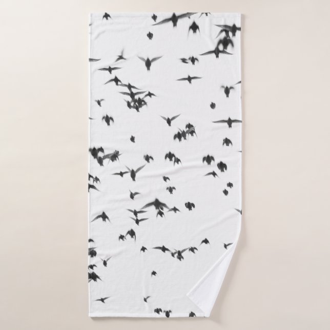 BLACK BIRDS FLYING ON SKY BATH TOWEL (Bath Towel)