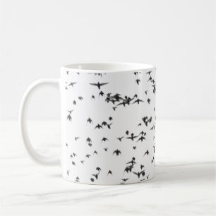 BLACK BIRDS FLYING ON SKY COFFEE MUG