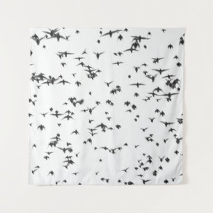 BLACK BIRDS FLYING ON SKY TAPESTRY