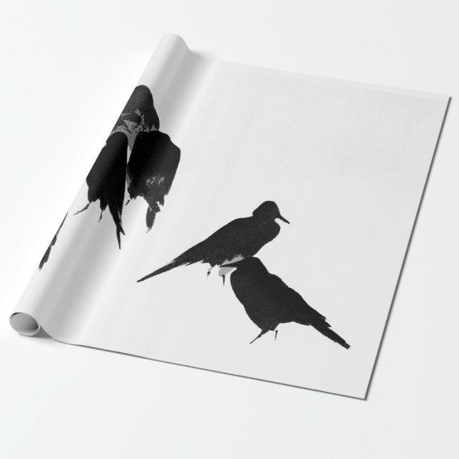 BLACK BIRDS JAPANESE PRINT Wrapping Paper (Unrolled)