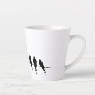 Black Birds on a Wire Night Latte Mug