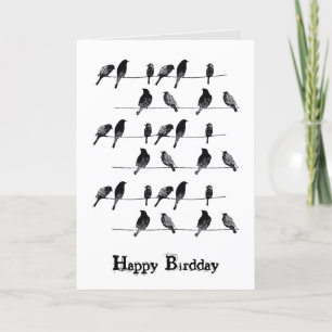 Black birds on wire birthday card