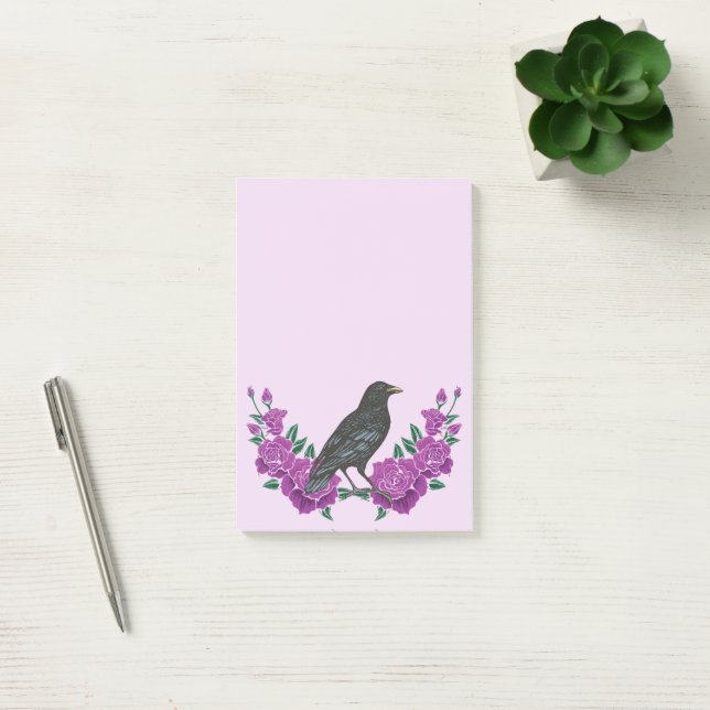 Black Birds Roses and Raven Post-it Notes (Office)