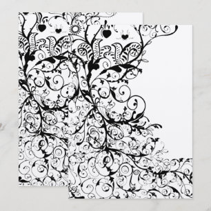 Black Birds & Swirls Wedding Invitation #31g