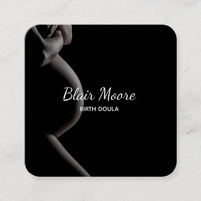 Black Birth Doula Midwife Pregnancy Business Card (Front)