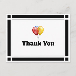 Black Birthday Balloons Thank You Postcard
