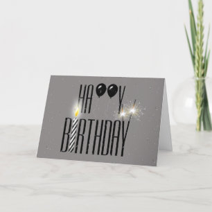 Black Birthday Balloons with Sparkler  Card