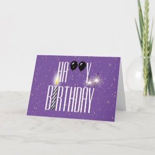 Black Birthday Balloons with Sparklers Card