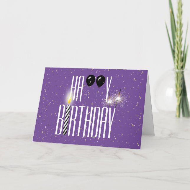 Black Birthday Balloons with Sparklers  Card (Front)