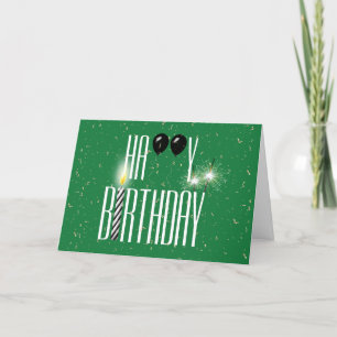 Black Birthday Balloons with Sparklers  Card