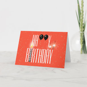 Black Birthday Balloons with Sparklers Card