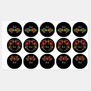 Black Birthday Flower Fiesta Mexican Embroidery