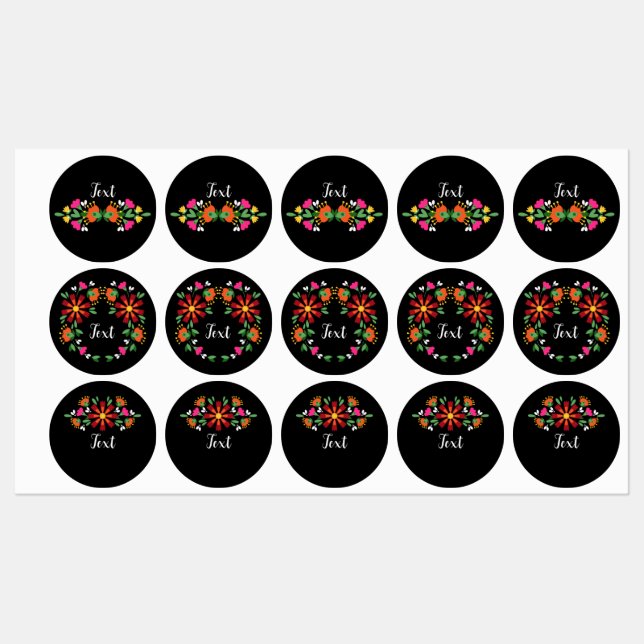 Black Birthday Flower Fiesta Mexican Embroidery (Sheet)