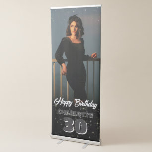 Black Birthday Party Celebration Photo Welcome  Retractable Banner
