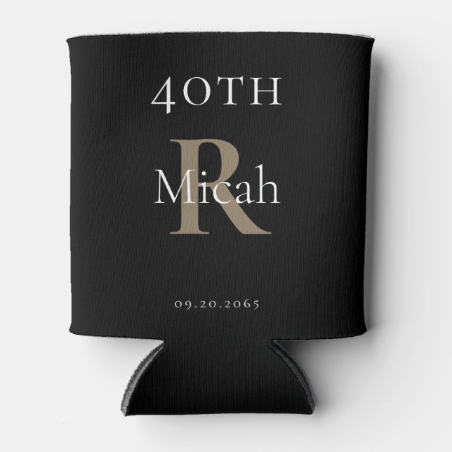 Black Birthday Party Favour Can Cooler (Front)