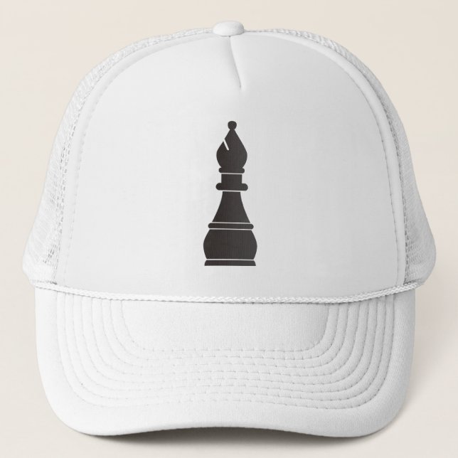Black bishop chess piece trucker hat (Front)