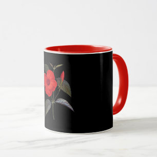 Black-black, bright red flower, mug
