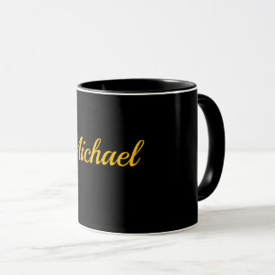 Black-Black Template, Gold Text, Mug