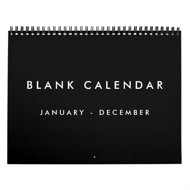 Black Blank Calendar With Holidays 12 Months (Cover)