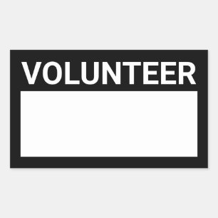 Black Blank Volunteer Rectangular Sticker