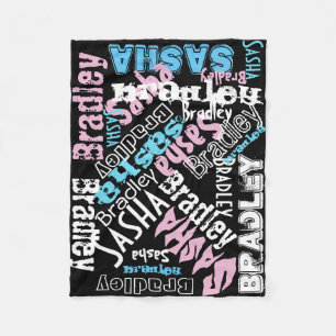 Black Blanket Chalkboard Names Fleece Blanket