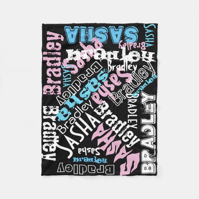 Black Blanket Chalkboard Names Fleece Blanket (Front)